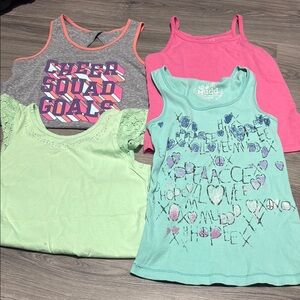Pink and Green Tank Tops Set Cheerful and Casual**